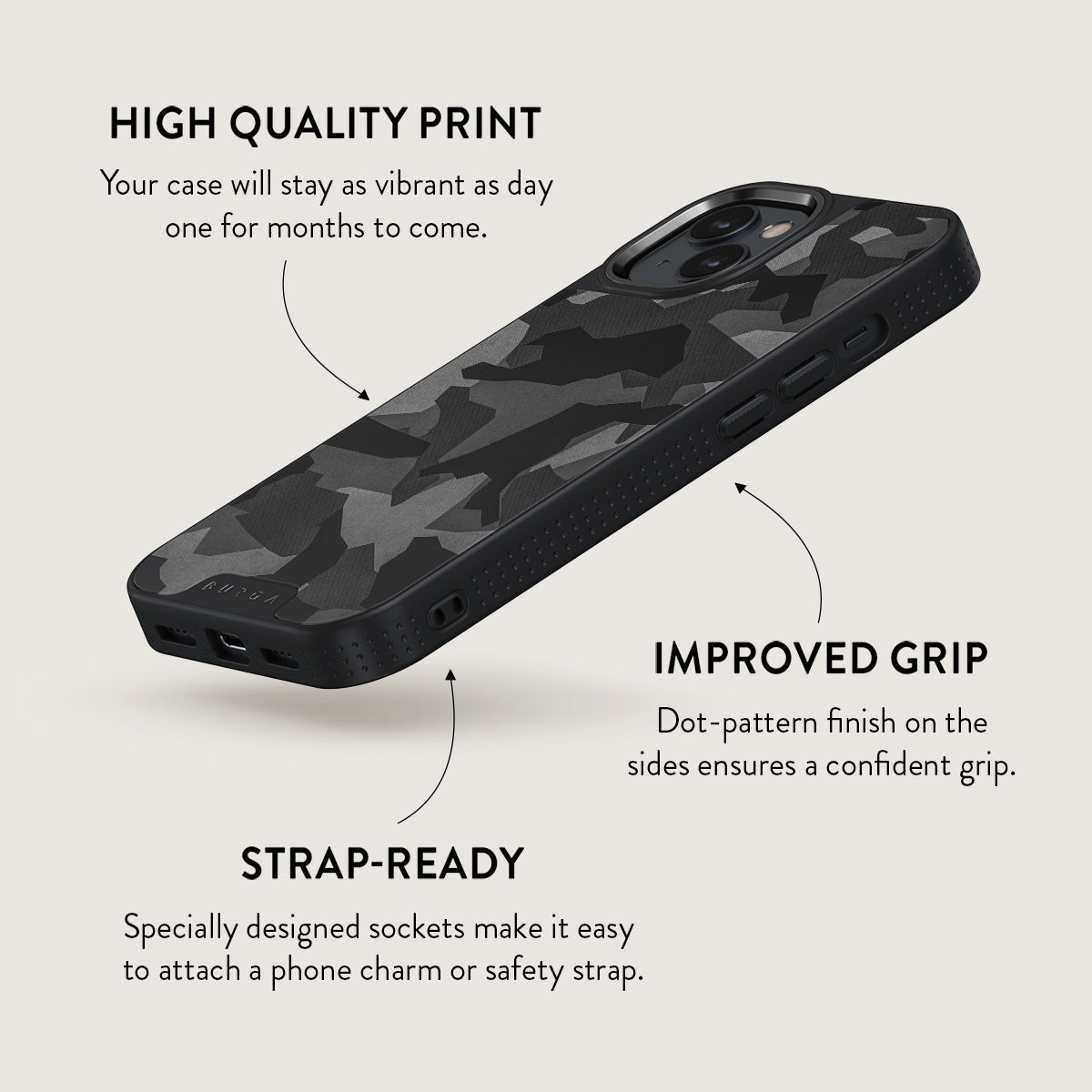 Night Black Camouflage - iPhone 15 Case