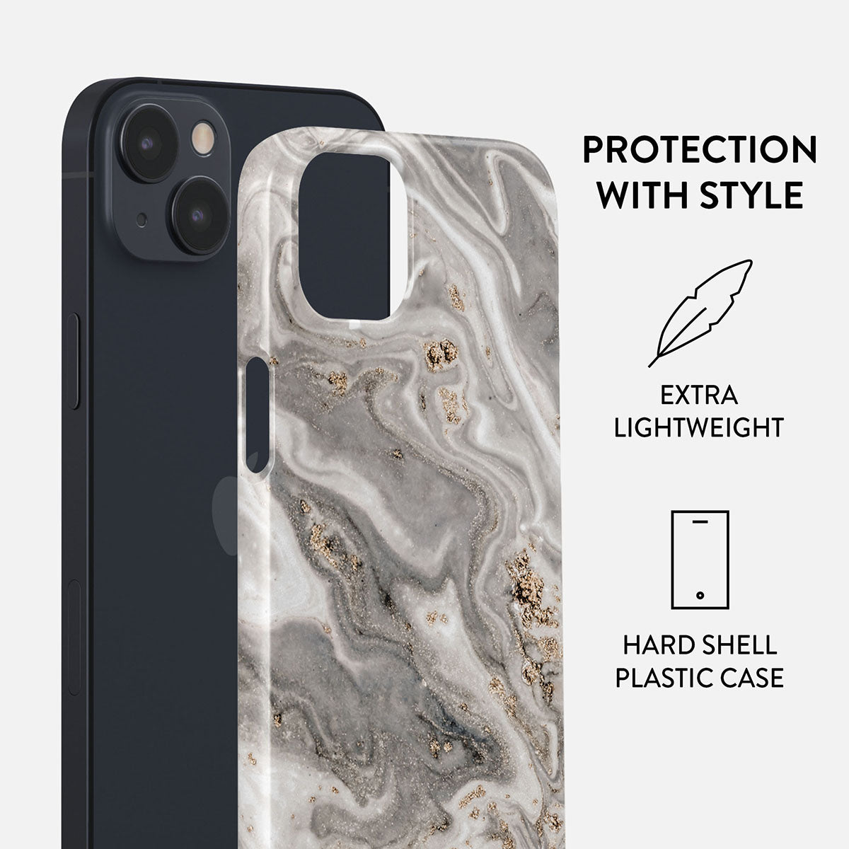 Snowstorm - Grey Marble iPhone 15 Case
