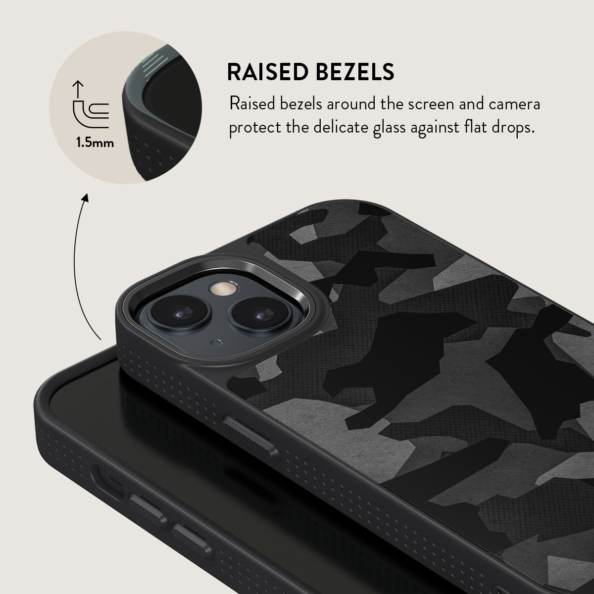Night Black Camouflage - iPhone 15 Case