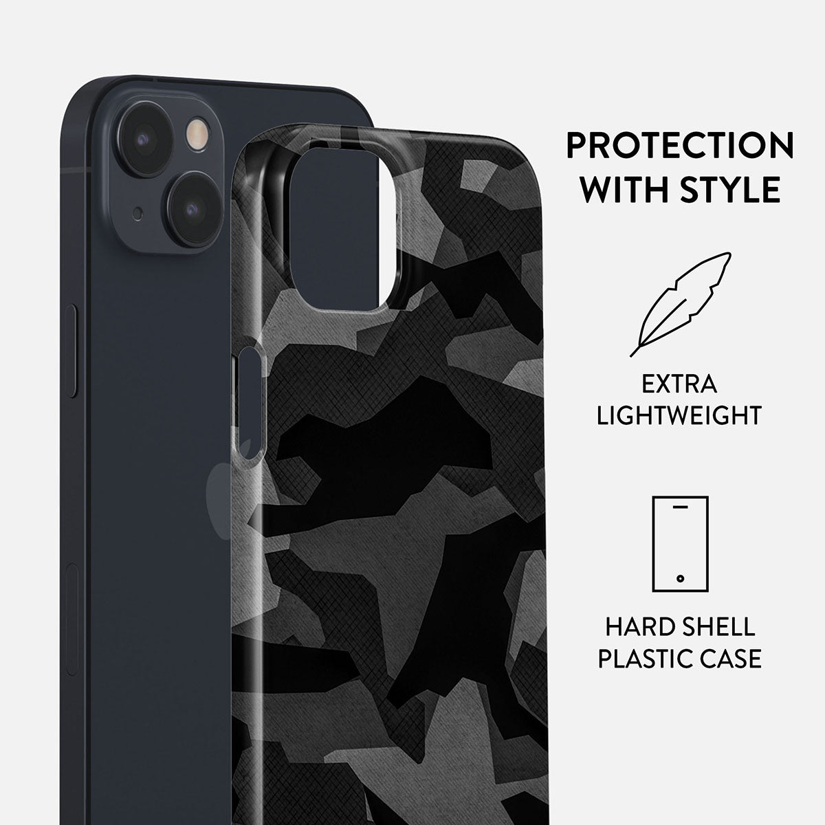Night Black Camouflage - iPhone 15 Case