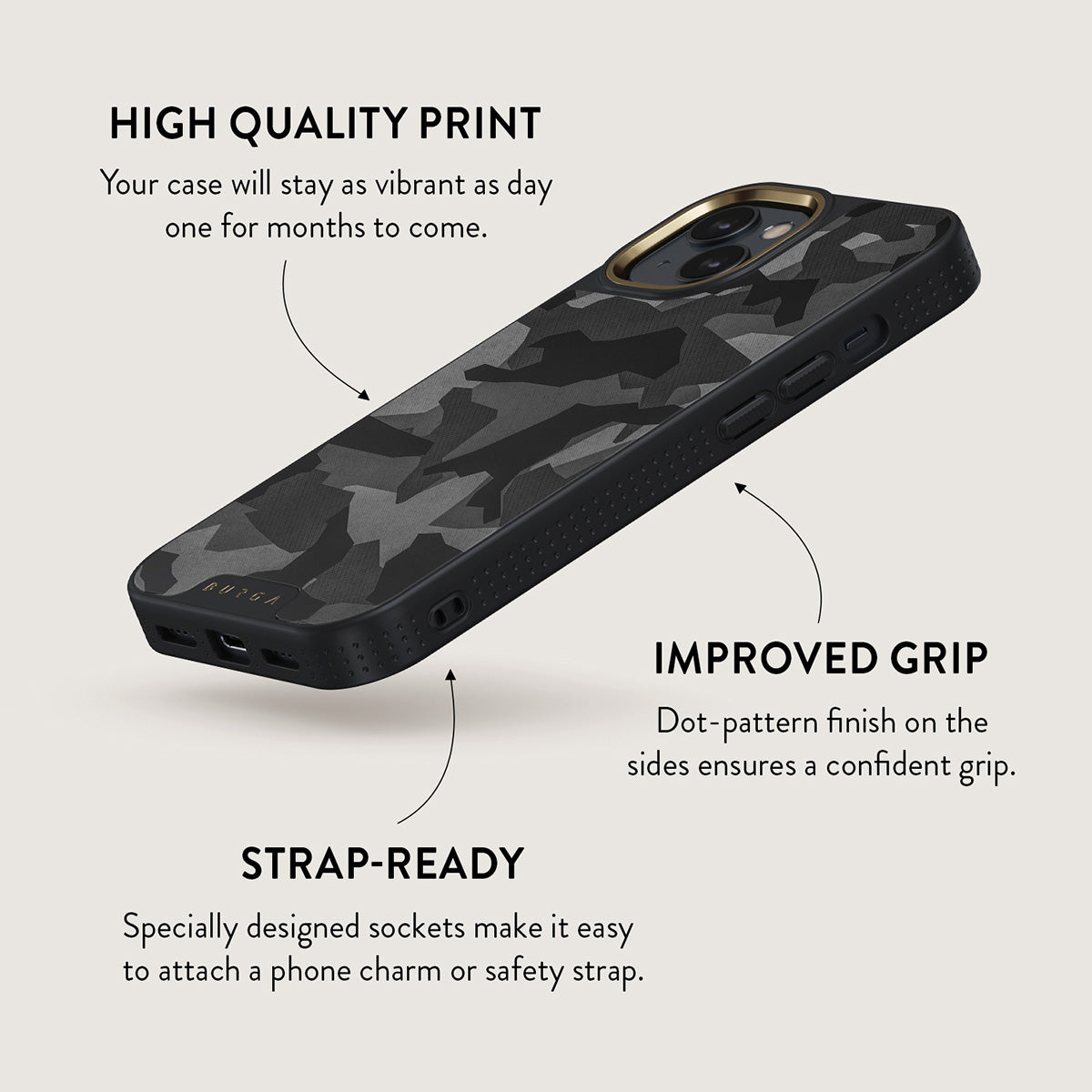 Night Black Camouflage - iPhone 15 Case